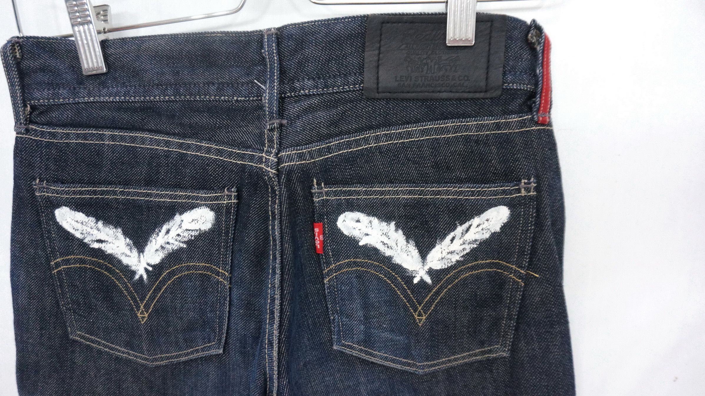 Levi's 💥 Rare Levis Women Red Loop Japan Flare Indigo Jeans Size 27" / US 4 / IT 40 - 7 Thumbnail