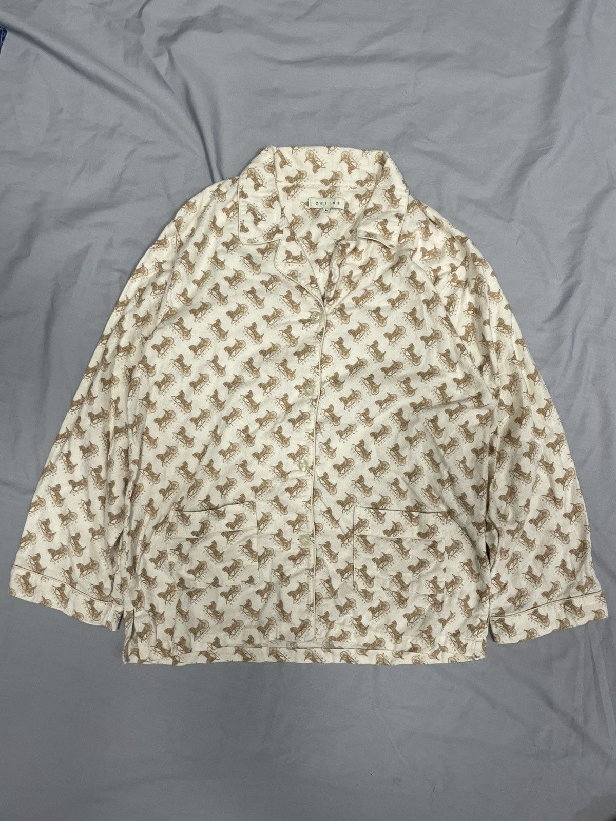 Celine Celine Pajamas Shirt Monogram vintage logo Size L / US 10 / IT 46 - 1 Thumbnail