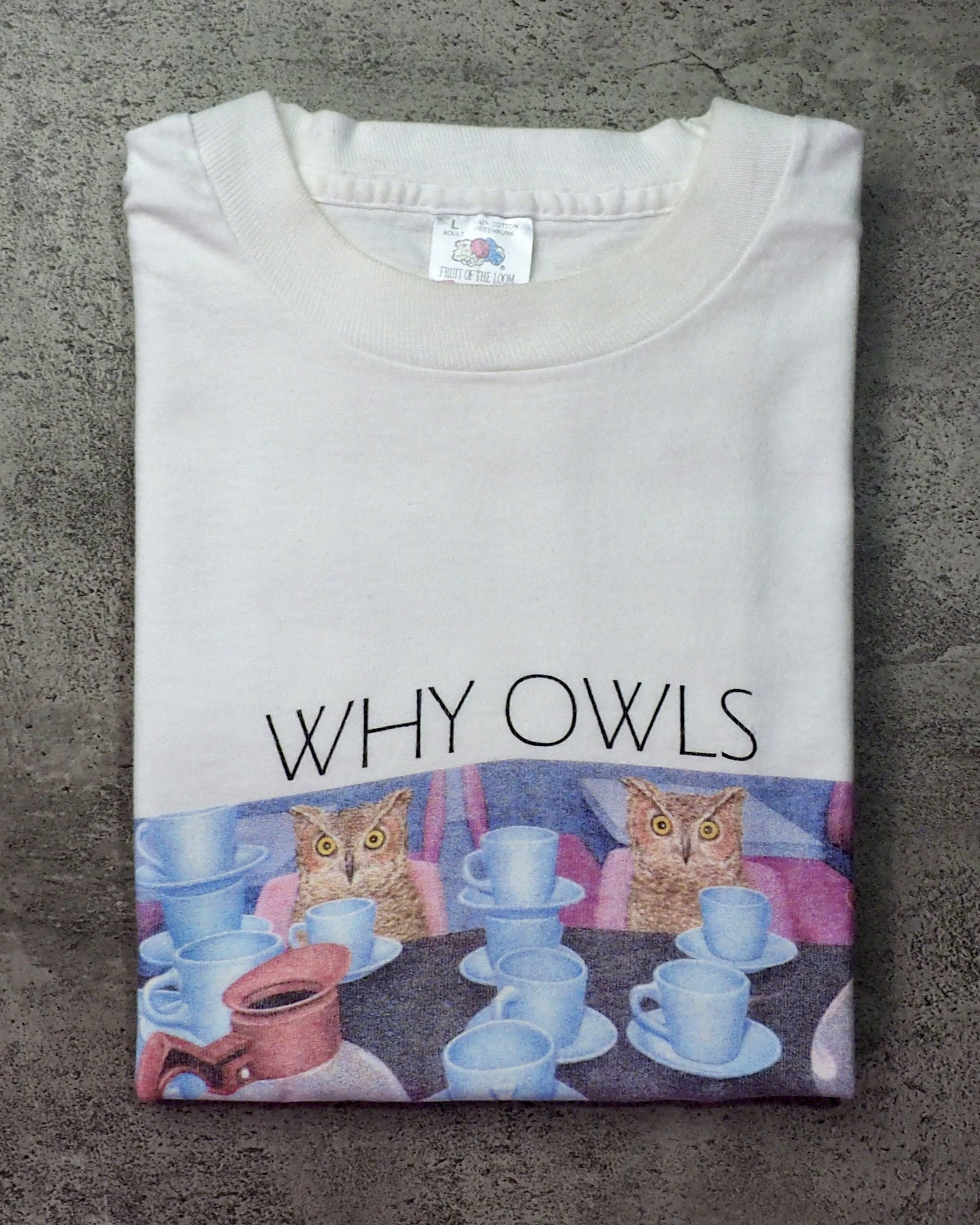 Vintage Vintage 1995 "Why Owls Are Nocturnal" Coffee Themed Shirt L Size US L / EU 52-54 / 3 - 9 Thumbnail