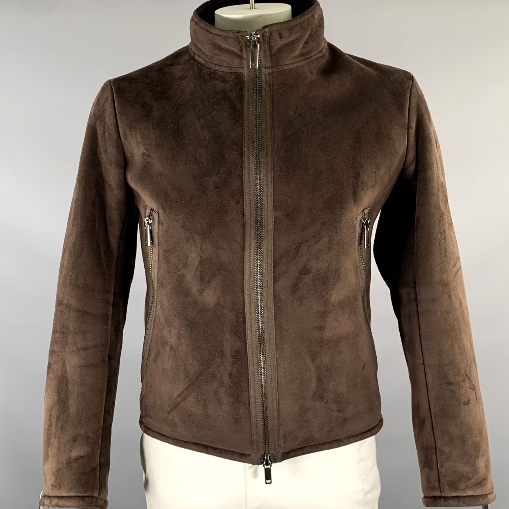 Emporio Armani EMPORIO ARMANI Jacket Brown Polyester Nylon Zip Up Size 40 Men Size US XXS / EU 40 - 2 Thumbnail