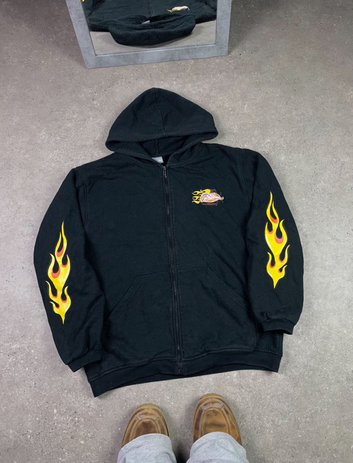 No Fear × Vintage Vintage No Fear Crazy Y2K Hip Hop Flame Hoodie Zip Size US M / EU 48-50 / 2 - 1 Thumbnail