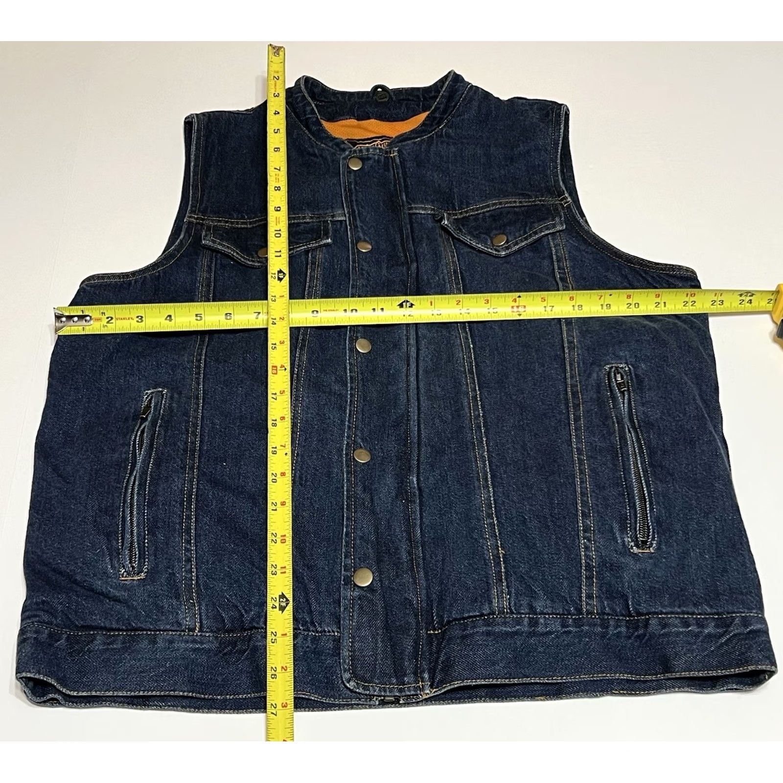 Vintage Milwaukee Denim Biker Vest Men's Large Blue Snap Front Pockets Size US L / EU 52-54 / 3 - 3 Thumbnail