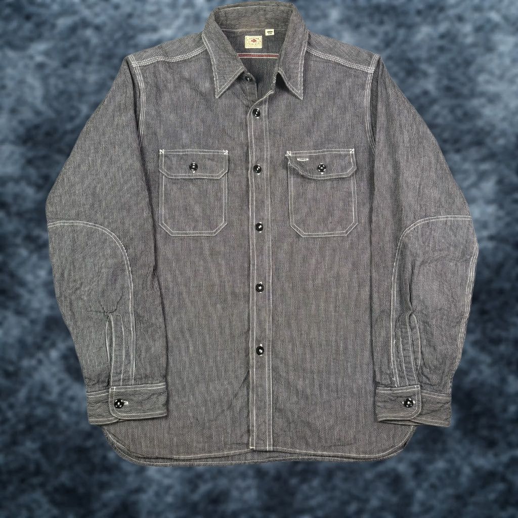 Sugar Cane Sugar Cane Work Shirt Mens M Black Long Sleeve Jean Pockets Chambray Cord Size US M / EU 48-50 / 2 - 1 Thumbnail