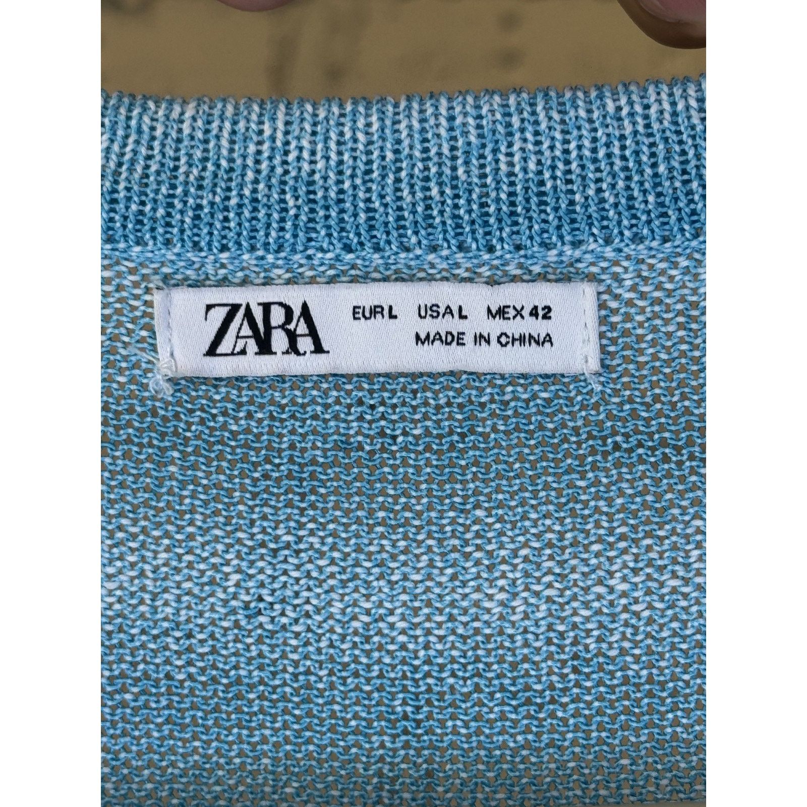 Zara Zara Mens Large Blue Knit Lightweight Short Sleeve Pullover Size US L / EU 52-54 / 3 - 2 Thumbnail