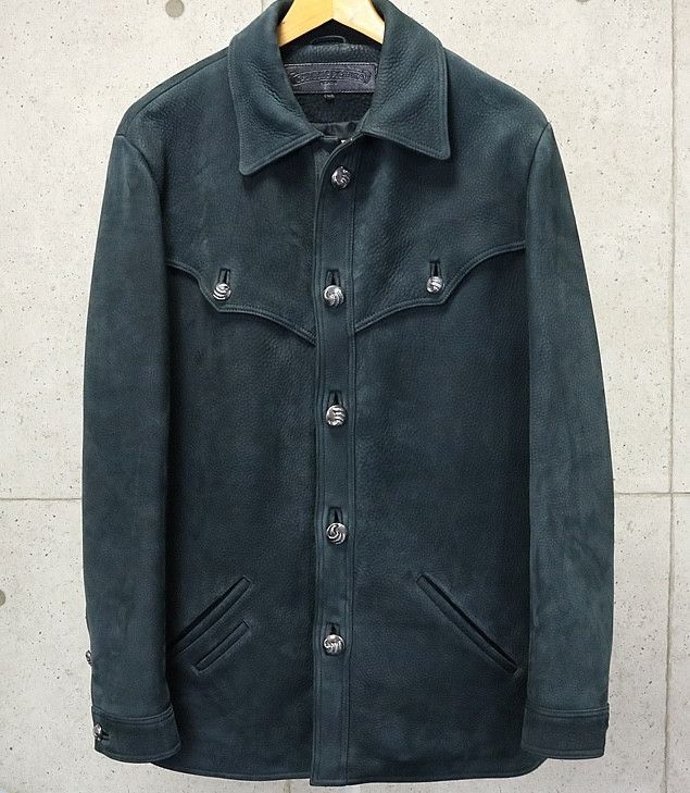 image of Chrome Hearts Leather Hunting Jacket in Black, Men's (Size Medium)