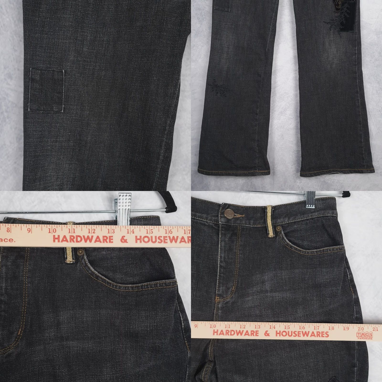 Ralph Lauren Ralph Lauren LRL Jeans Womens 10 Black Patchwork Embroidered Boho Y2K 31x28 Jeans Size 32" / US 10 / IT 46 - 8 Thumbnail