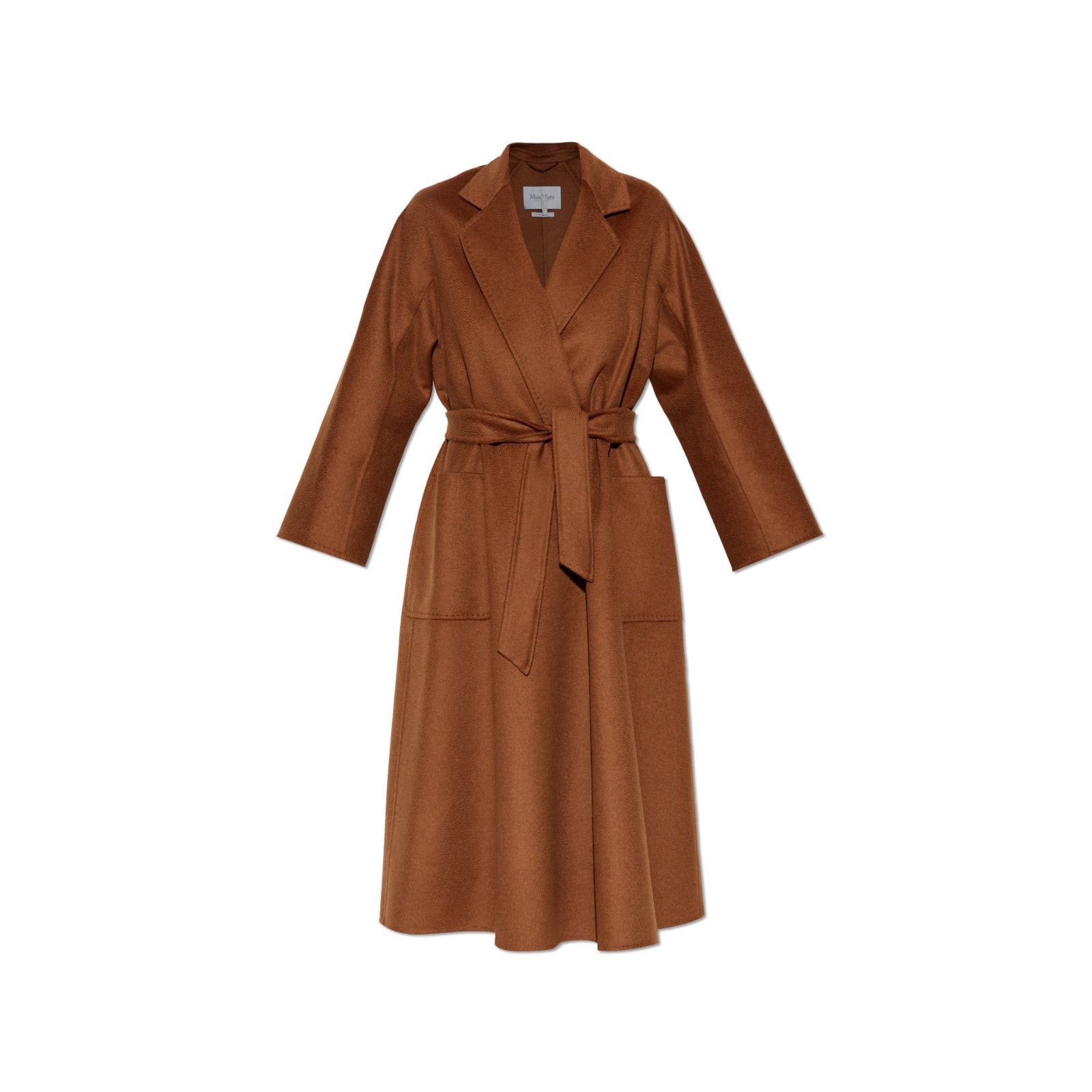MAX MARA Ludmilla Icon Tobacco Cashmere Belted Long Coat New