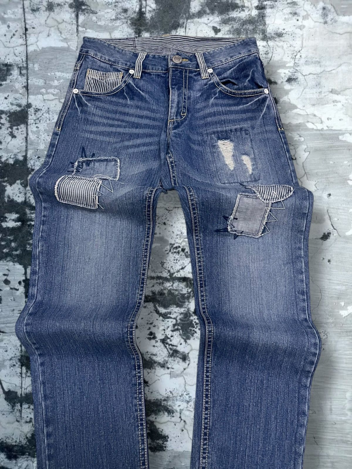 Japanese Brand Vintage 1990s Japan Designer Casse Jeans Patchwork Denim Size US 30 / EU 46 - 4 Thumbnail