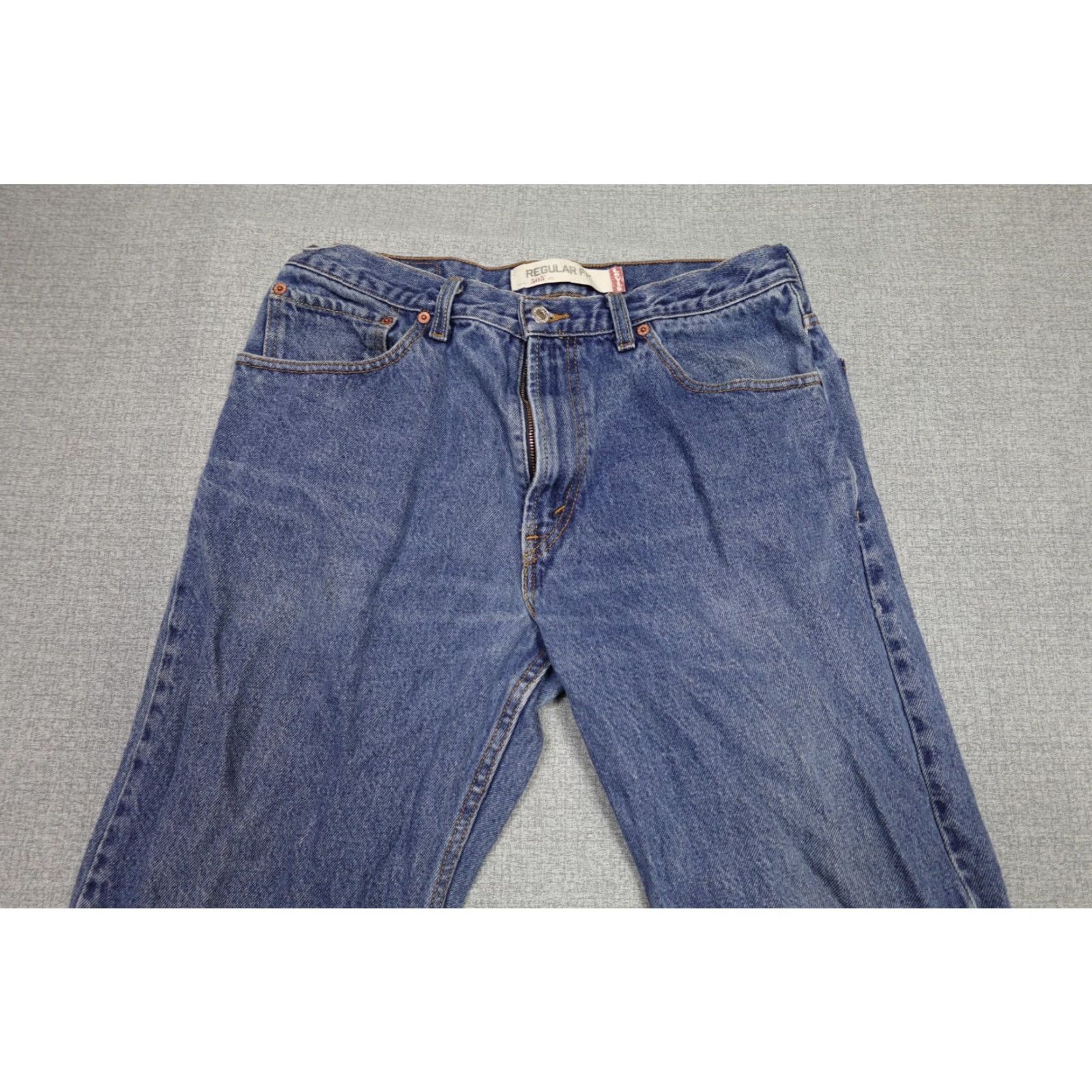 Levi's Levi's 505 Jeans Mens 34x32 Blue Regular Fit Straight Leg Dark Wash Western Size US 34 / EU 50 - 2 Thumbnail