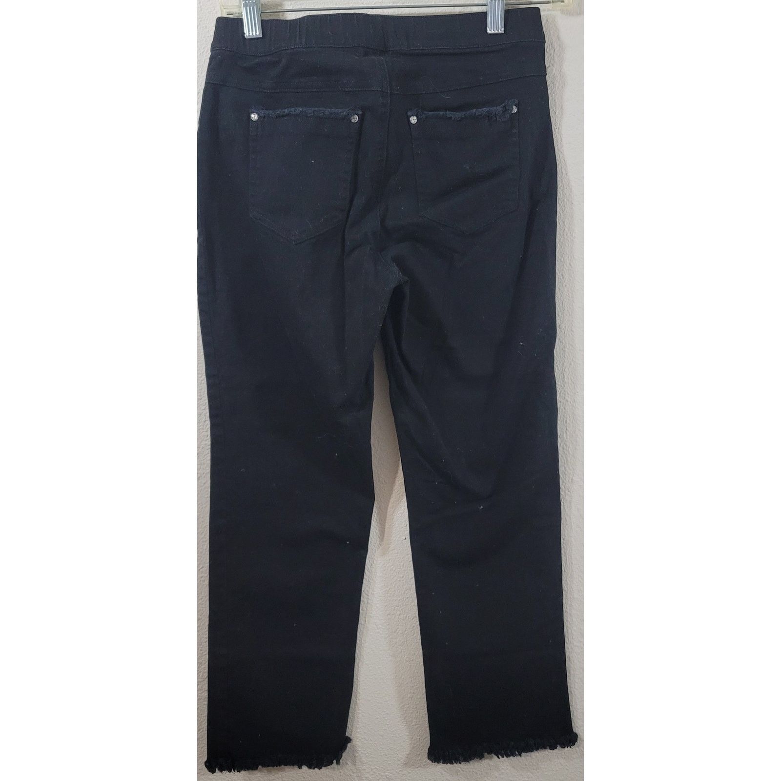 Other Hue Black Frayed Hem Denim Jeggings Small Lightweight Faux Size 28" / US 6 / IT 42 - 3 Thumbnail