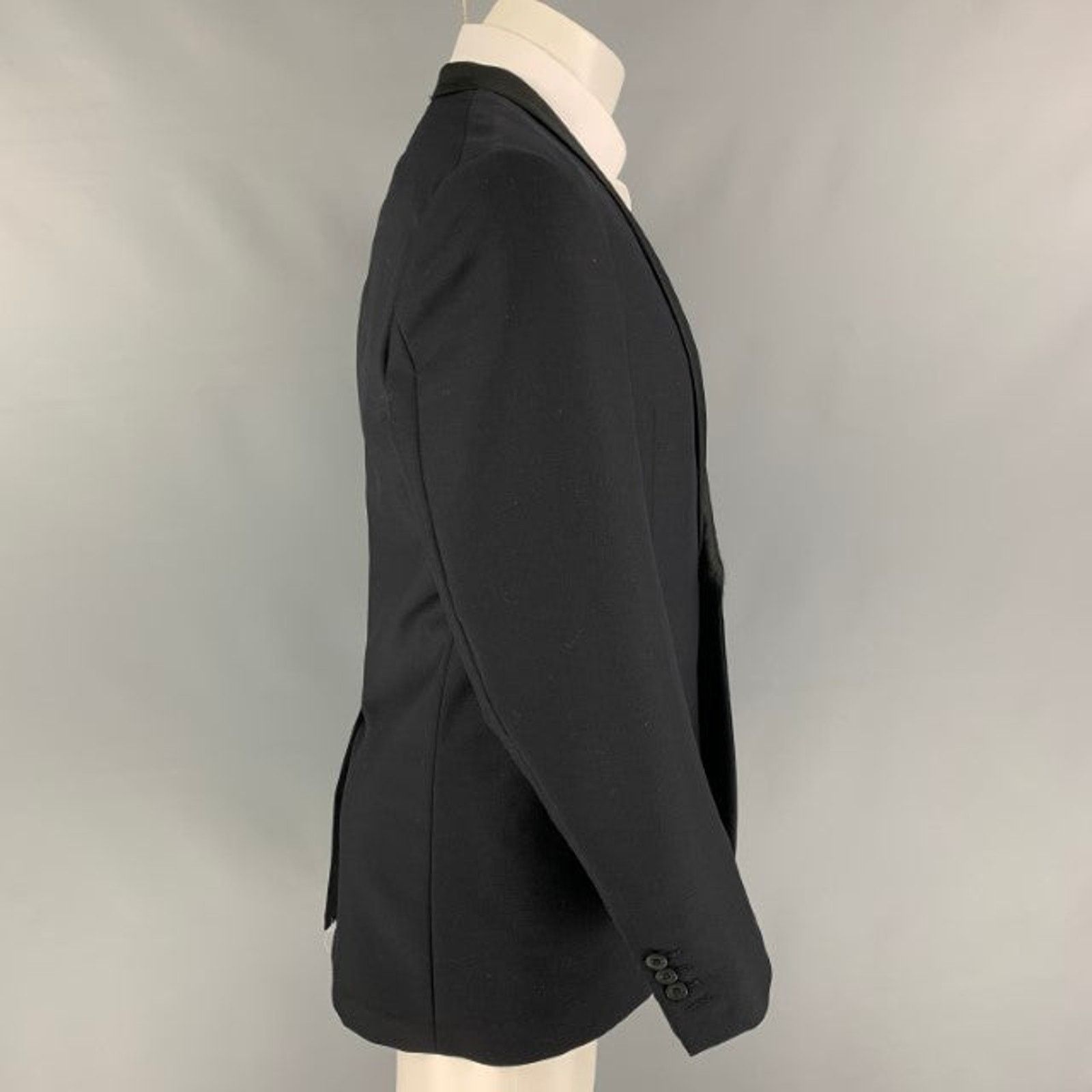 Aquascutum AQUASCUTUM Size 40 Black Wool Silk Shawl Collar Sport Coat Size 40R - 2 Thumbnail