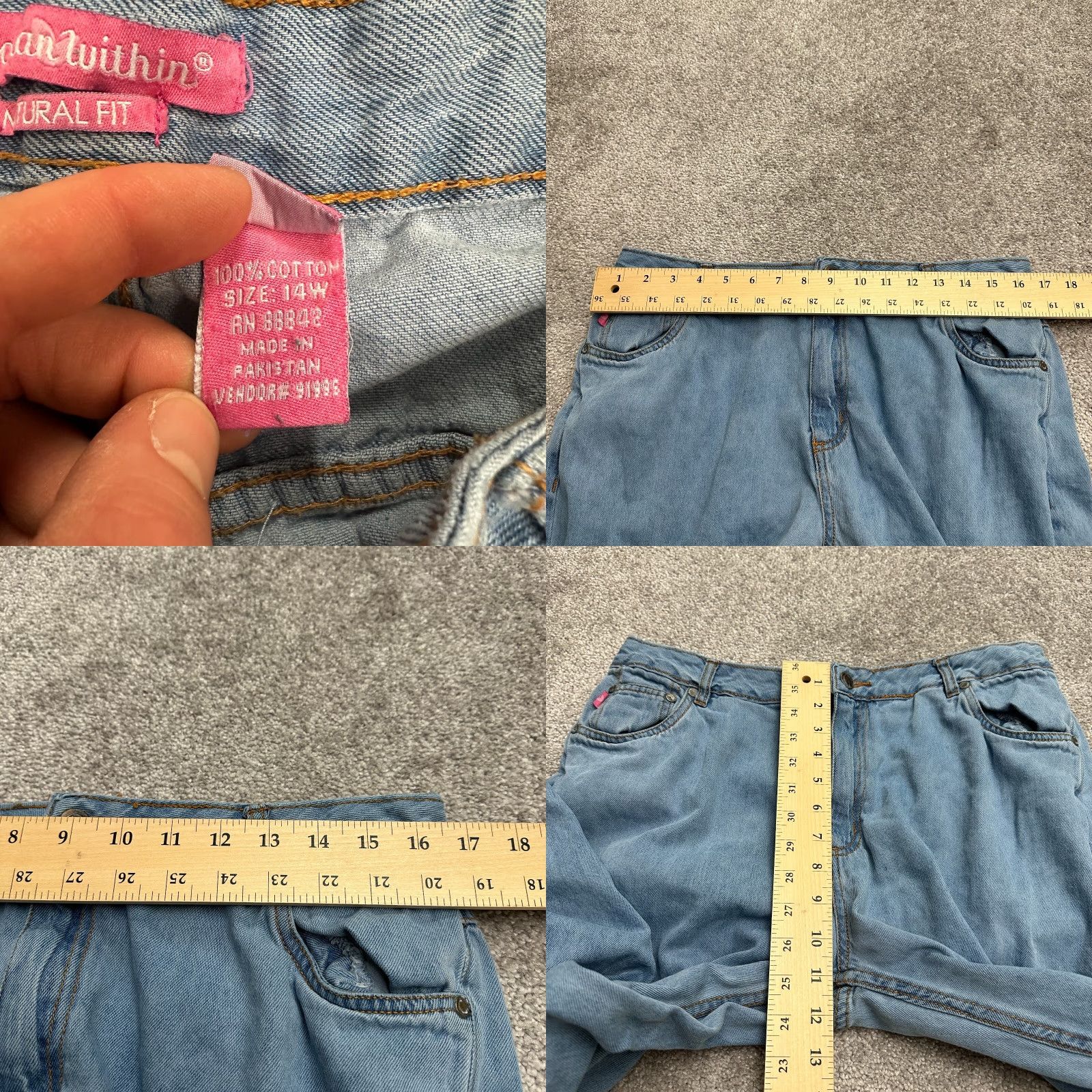 Vintage Woman Within Jeans Jeans Adult 14W Plus 33x28.5 Blue Denim 5-Pocket Button Closure Light Wash Womens Size 36" / US 14 / IT 50 - 8 Thumbnail