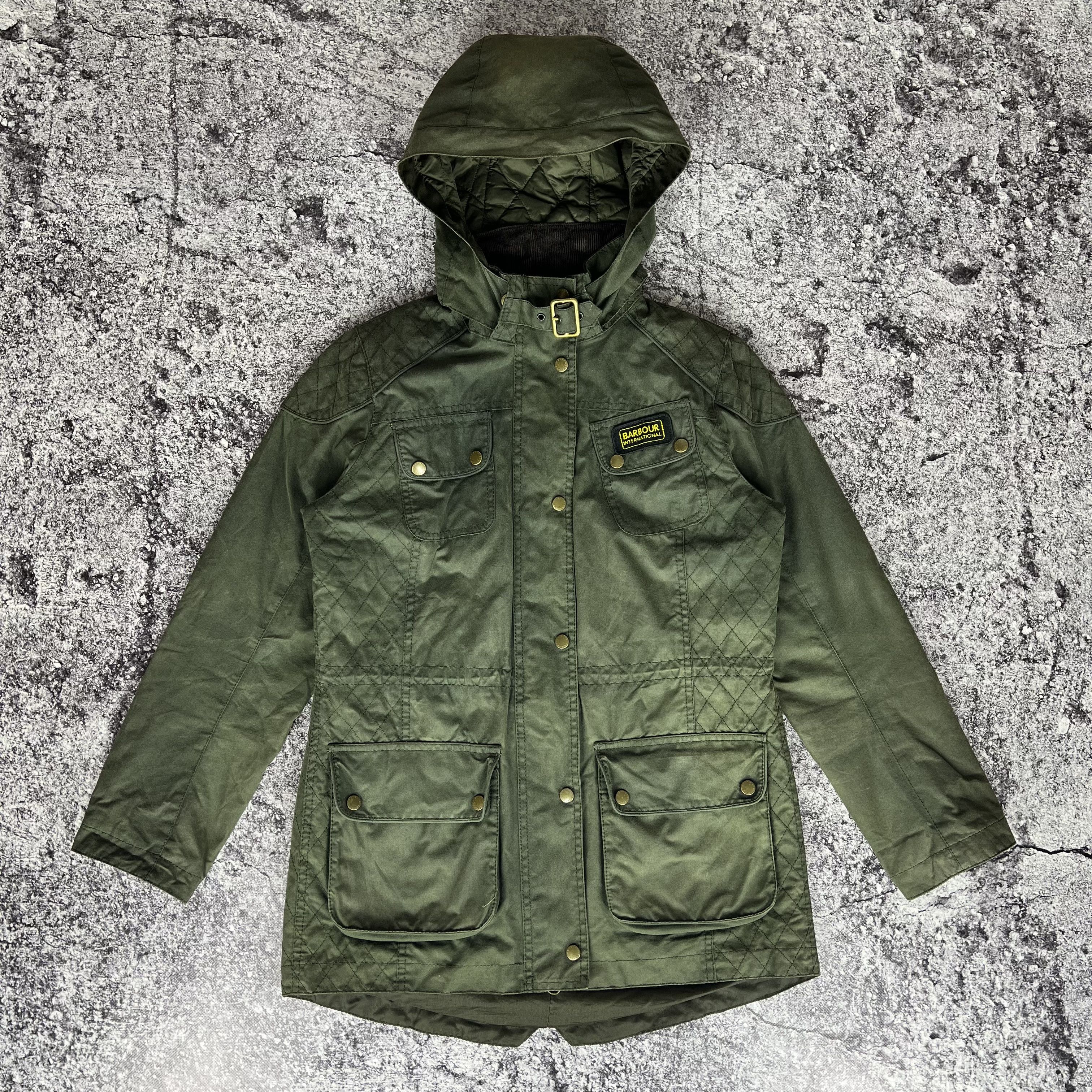 Barbour Hawkstone Parka Waxed Jacket Size USA 6 EURO 36