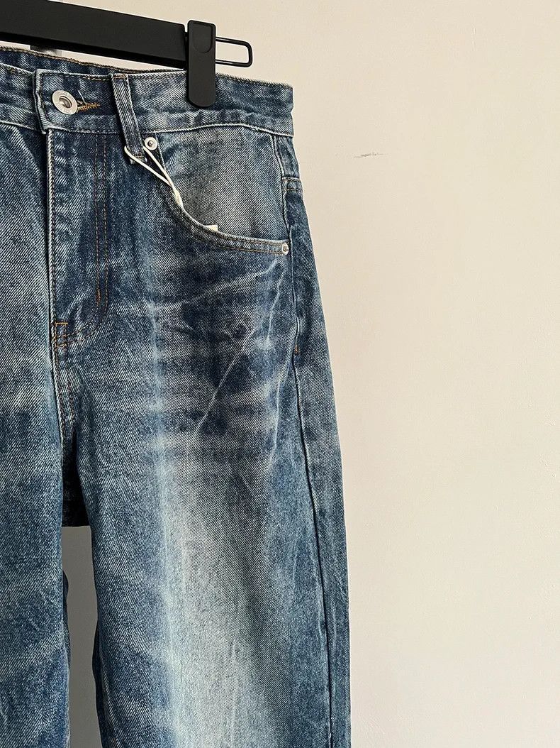 denim faded baggy gradient flared jeans