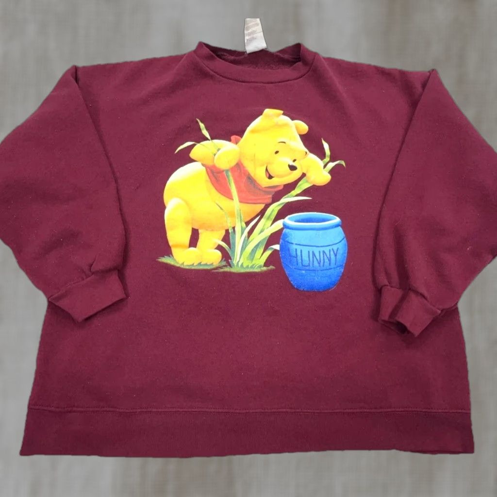 Disney VINTAGE Disney Winnie The Pooh Sweatshirt Women XL Maroon Crew Neck Sweatshirt Size XL / US 12-14 / IT 48-50 - 1 Thumbnail