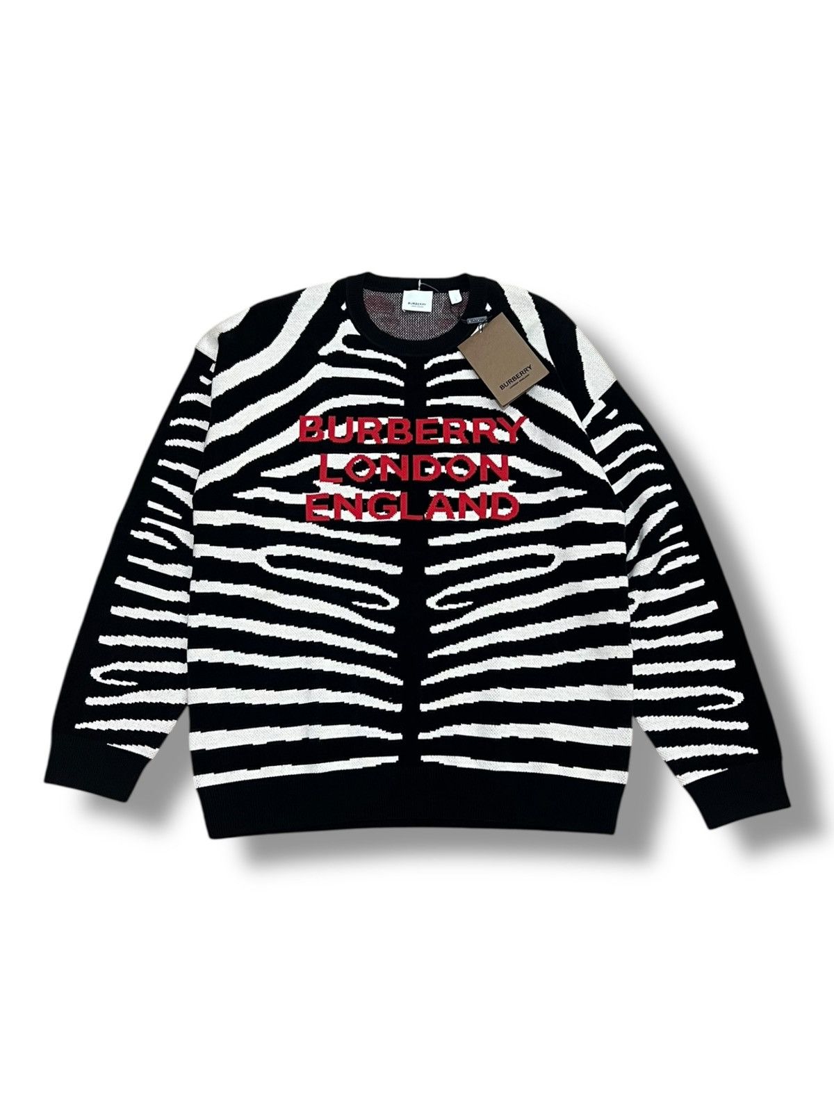 Burberry Burberry Mens Jennings Zebra Logo Jumper Knit Sweater Size US L / EU 52-54 / 3 - 1 Thumbnail