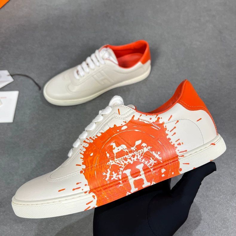 Hermes Hermes Quicker White Orange LowTop Sneakers-2506 Size US 6 / IT 36 - 3 Thumbnail