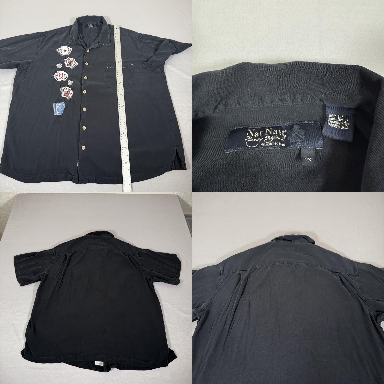 Nat Nast VINTAGE Nat Nast World Series of Poker Silk Button-Up Shirt Mens 2XL Black Embroidered Casino Poker Silk Button-Up Shirt Size US XXL / EU 58 / 5 - 8 Thumbnail