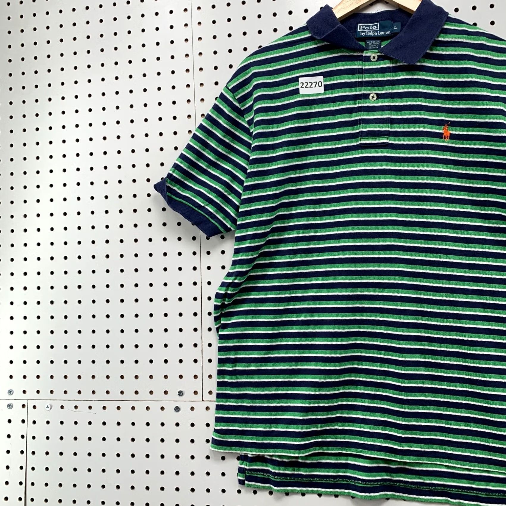Polo Ralph Lauren Polo Ralph Lauren Polo Shirt Large Mens Green Blue Striped Orange Pony 23x27 Size US L / EU 52-54 / 3 - 3 Thumbnail
