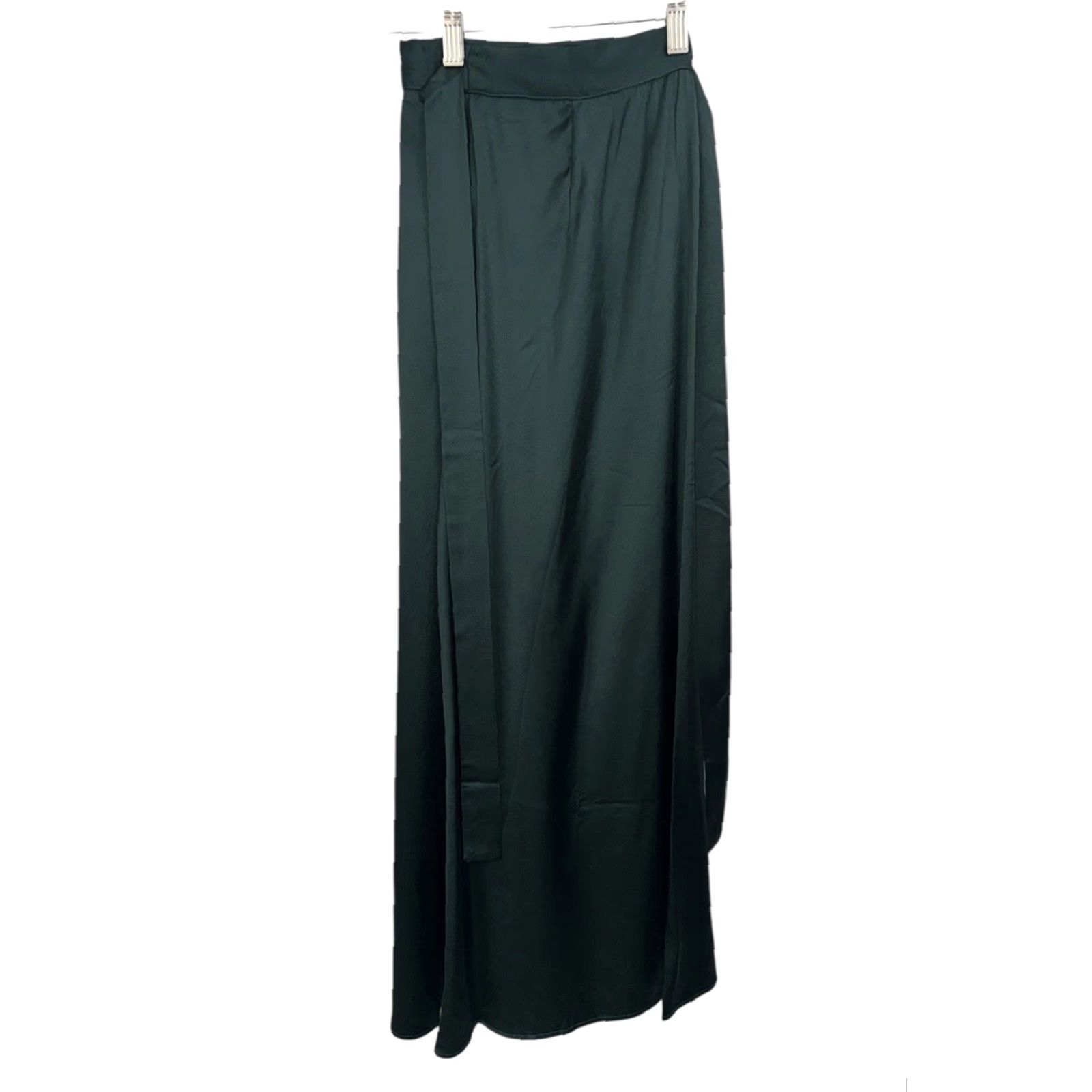 Vintage Rihoas Skirt Midi High Satin Tie Green M Womens, A-Line, Regular, Tie Waist, High Rise, Satin, Midi Skirt, Rihoas, Green, Women, Size M Size 32" / US 10 / IT 46 - 2 Thumbnail