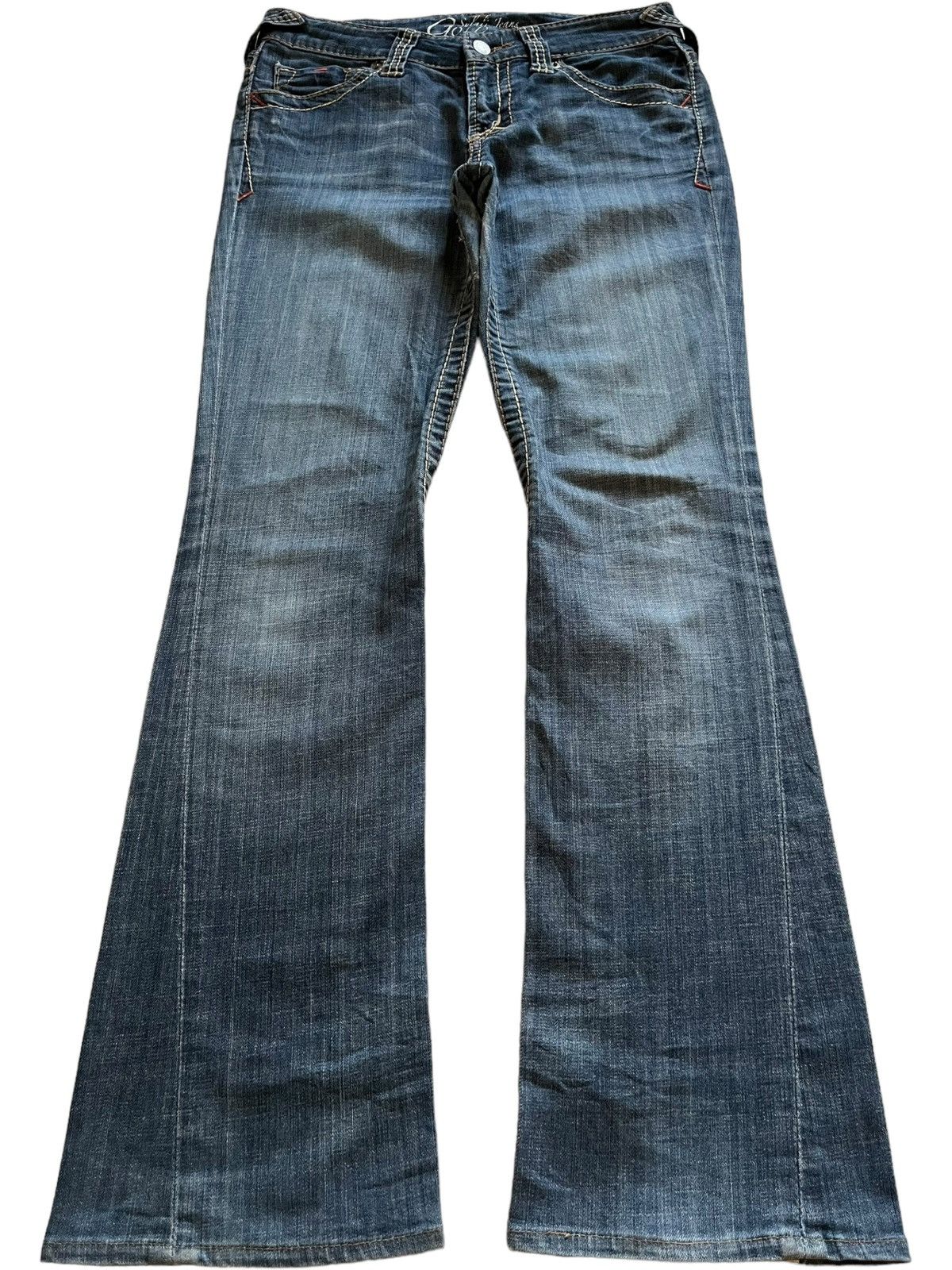 Japanese Brand Vintage Japanese Brand Blue Wash Embroidered Flare Jeans Size 29" - 1 Thumbnail