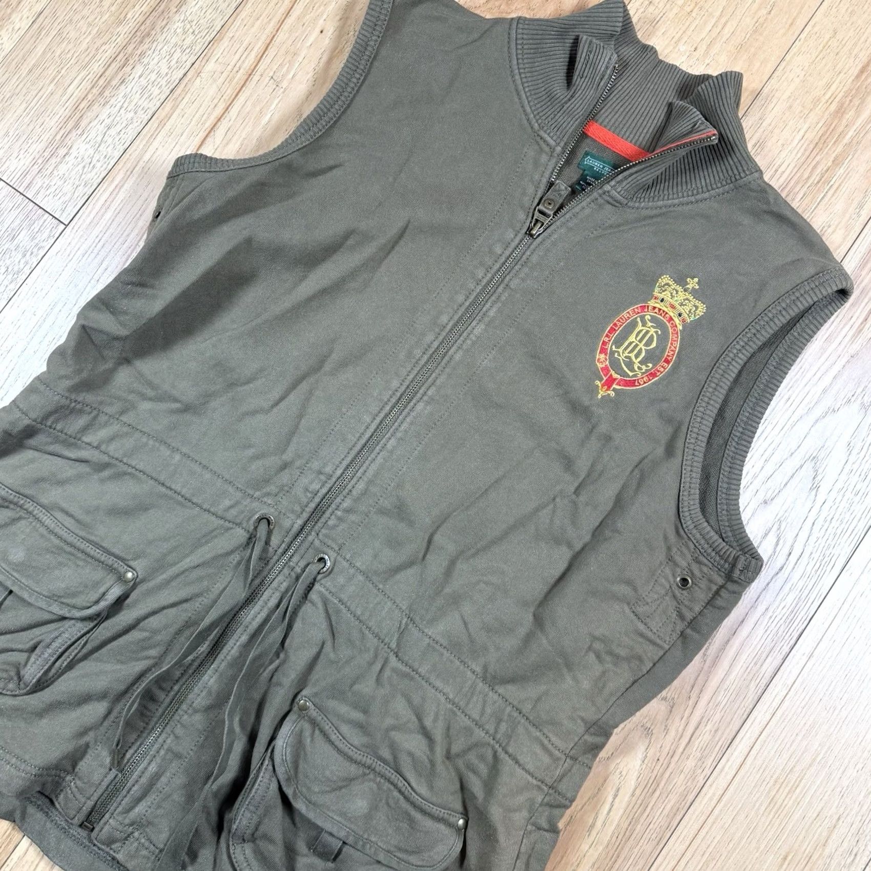 Olive Lauren Ralph Lauren Vest Full Zip Olive Green Womens XL Green Crown Crest vest XL Womens Full Zip Size XL / US 12-14 / IT 48-50 - 3 Thumbnail