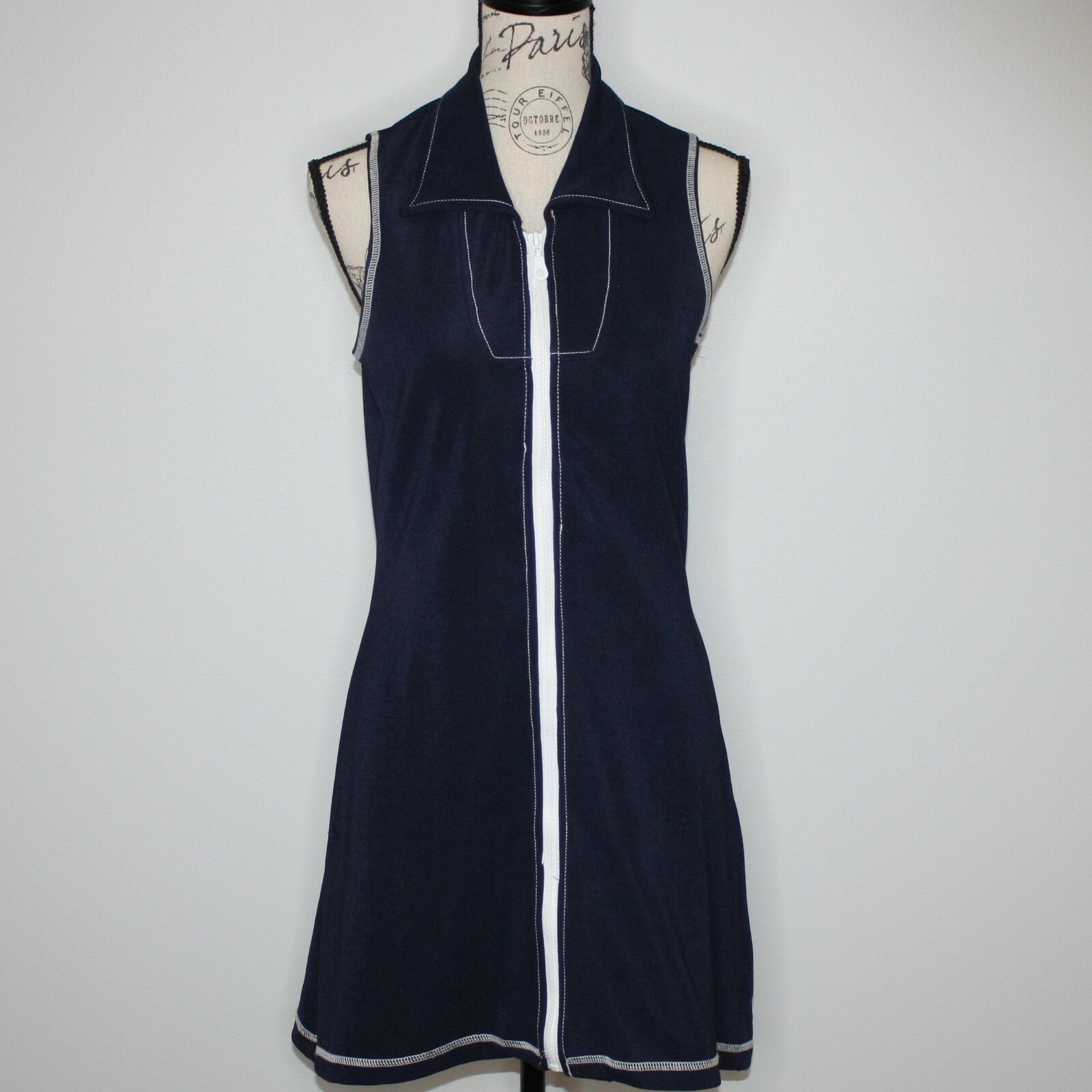 Other Navy Blue with White Contrast Zip Front Dress in size Medium Size M / US 6-8 / IT 42-44 - 7 Thumbnail