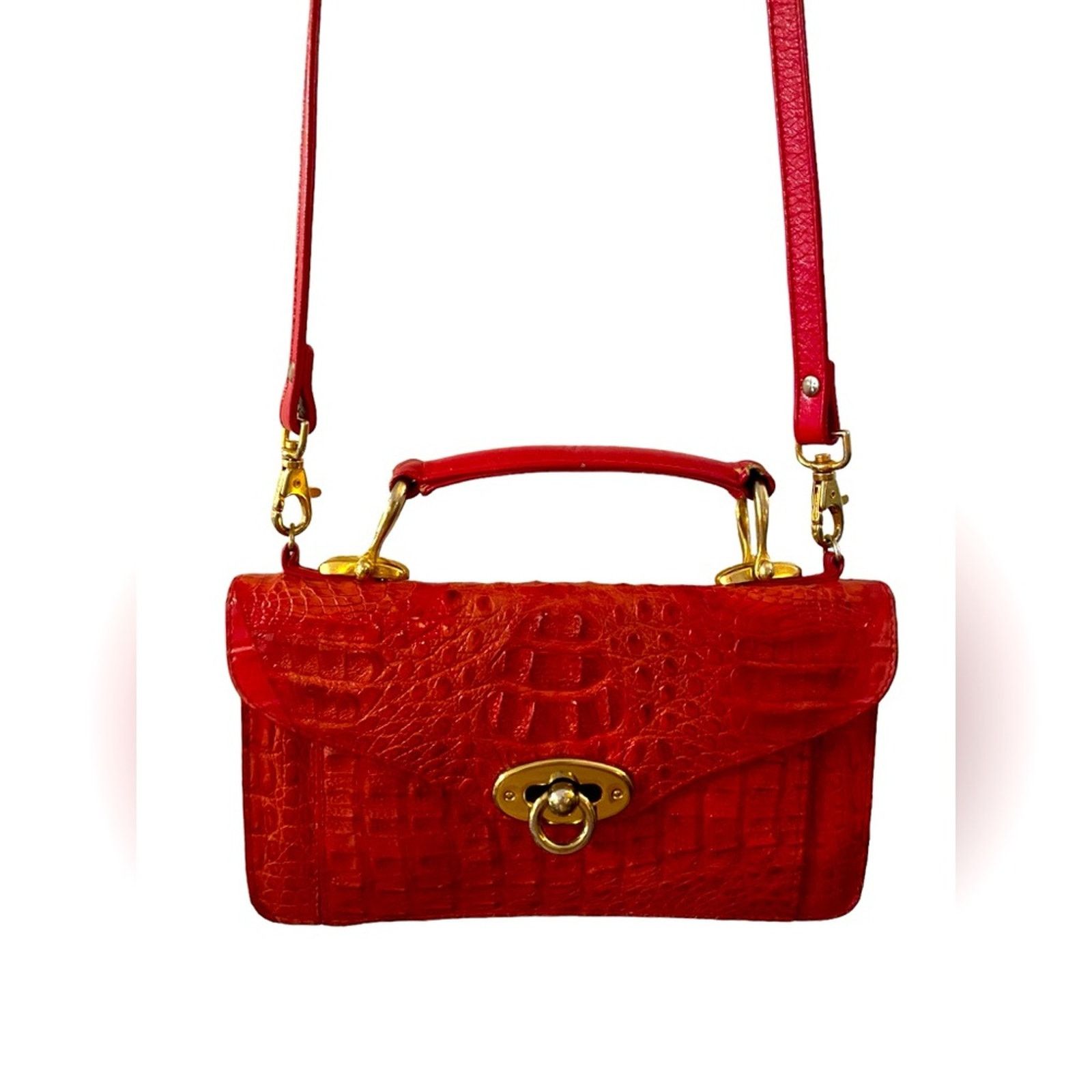 Other LOS ALTOS BOOTS Western Wear Croc Leather Purse Handbag Red Size ONE SIZE - 1 Thumbnail