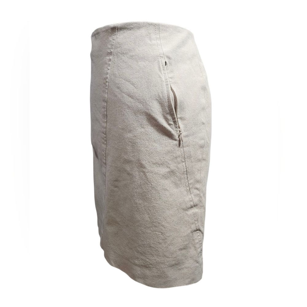 Akris Akris Punto Khaki Canvas Knee Length Pencil Skirt 6 Size 28" / US 6 / IT 42 - 2 Thumbnail