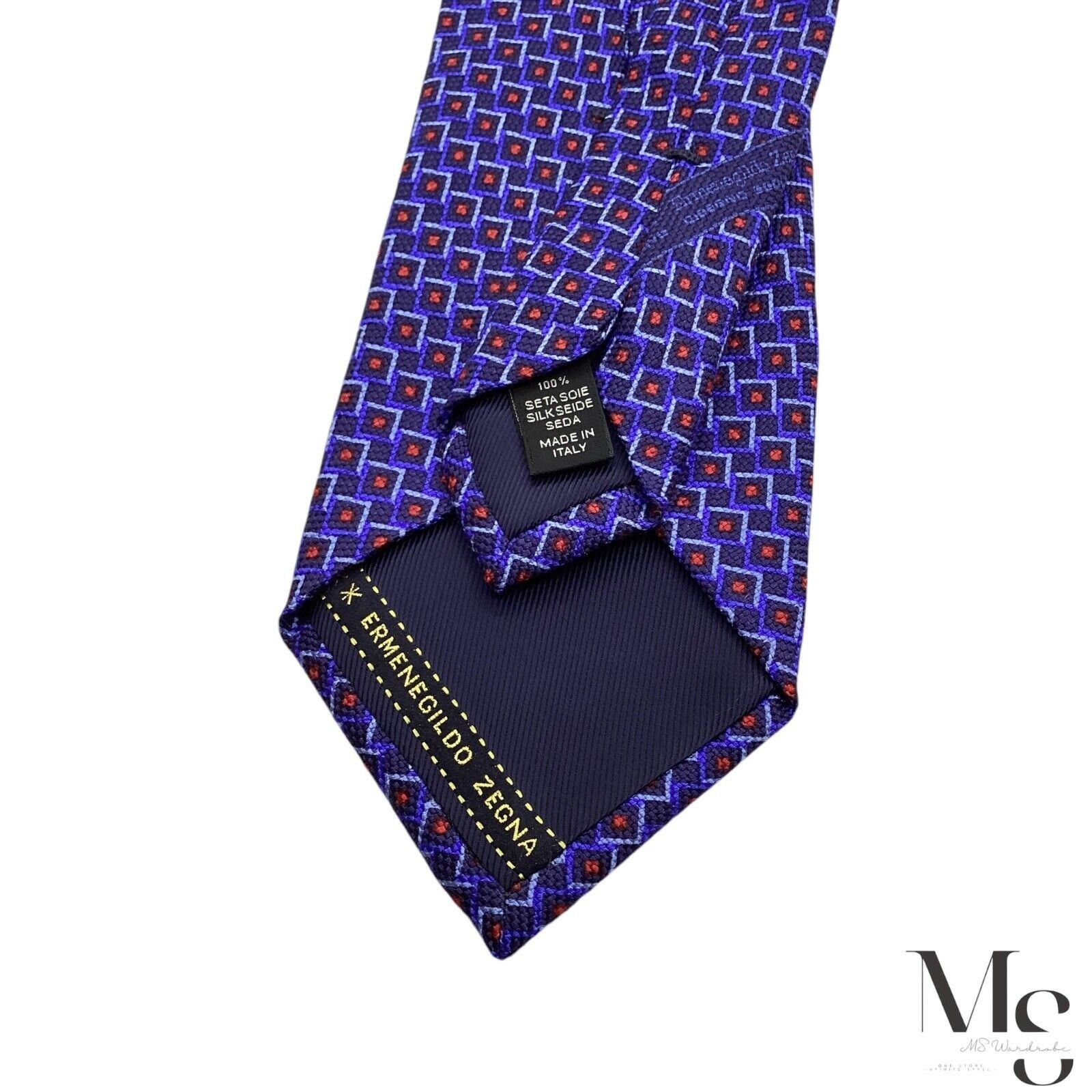 Ermenegildo Zegna Ermenegildo Zegna Blue Geometric Silk Tie Made In Italy W: 3 Size ONE SIZE - 5 Thumbnail