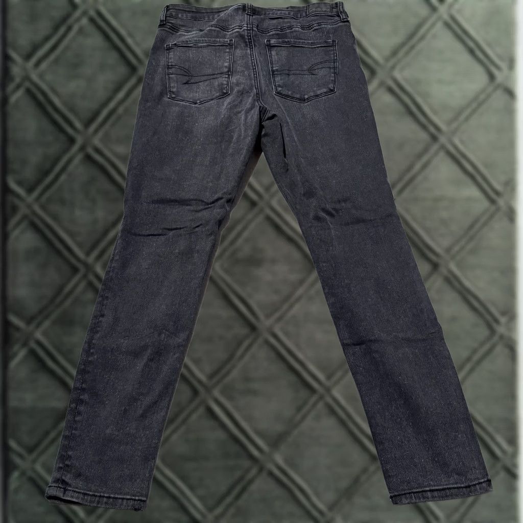 American Eagle Outfitters American Eagle Jeans Women Denim Stretch Ripped Distressed Skinny - 12 Short Black 5-Pocket Style Jeans Mens Womens Boys Girls Size 34" / US 12 / IT 48 - 1 Thumbnail