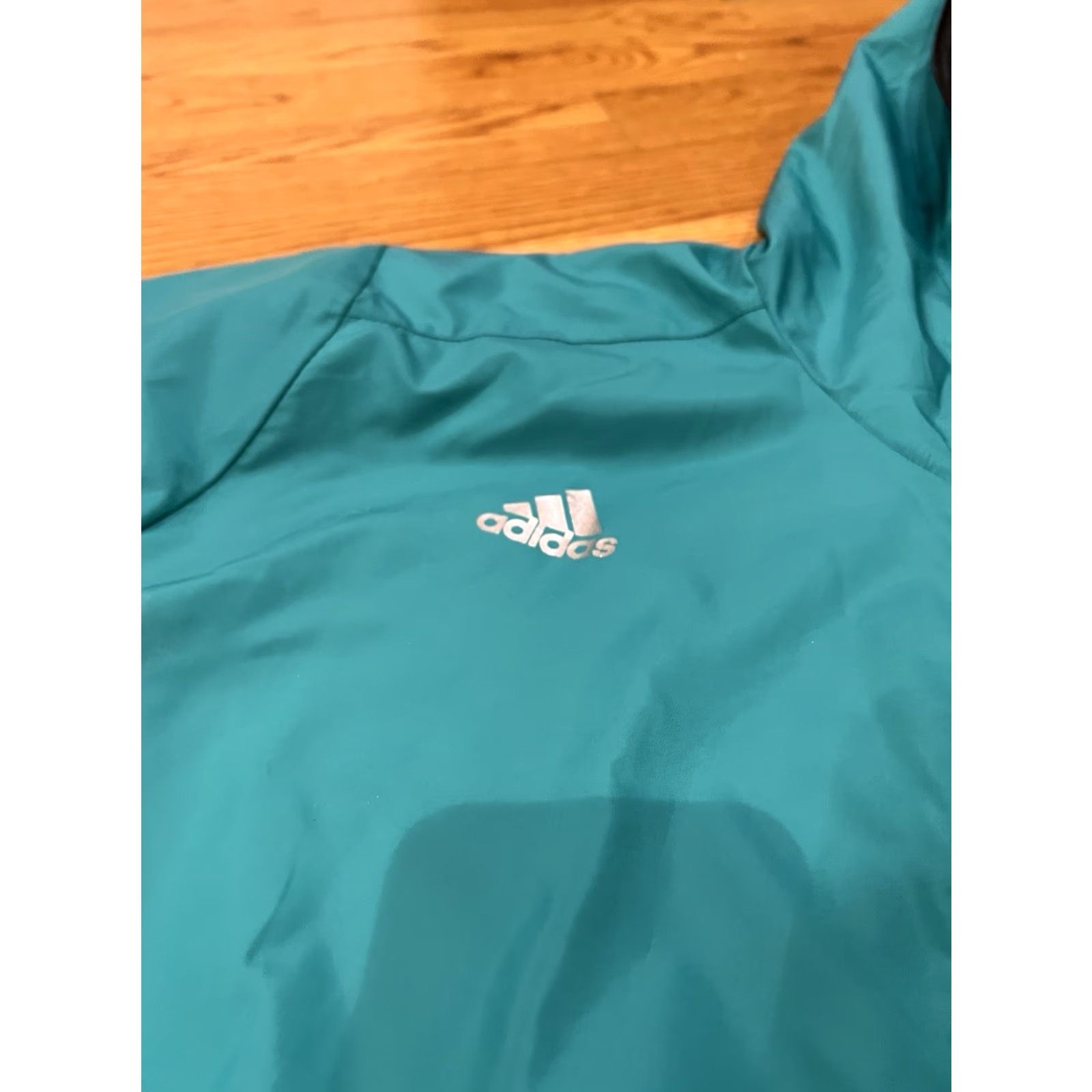 Adidas Adidas Windbreaker Jacket Climaproof Climalite Boston Marathon 2016 Mens Large Turquoise Striped Zip Stand-Up Collar Jacket Size US L / EU 52-54 / 3 - 3 Thumbnail