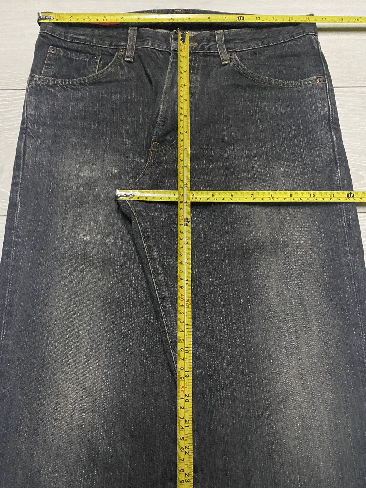 Edwin Vintage Edwin 503 Black Denim Tears Distressed Loose Jeans Size US 32 / EU 48 - 13 Thumbnail