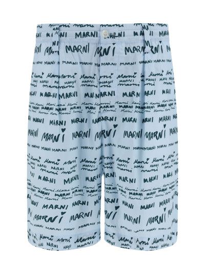 image of Marni O1W1Db10524 Logo Shorts In Light Blue, Men's (Size 30)