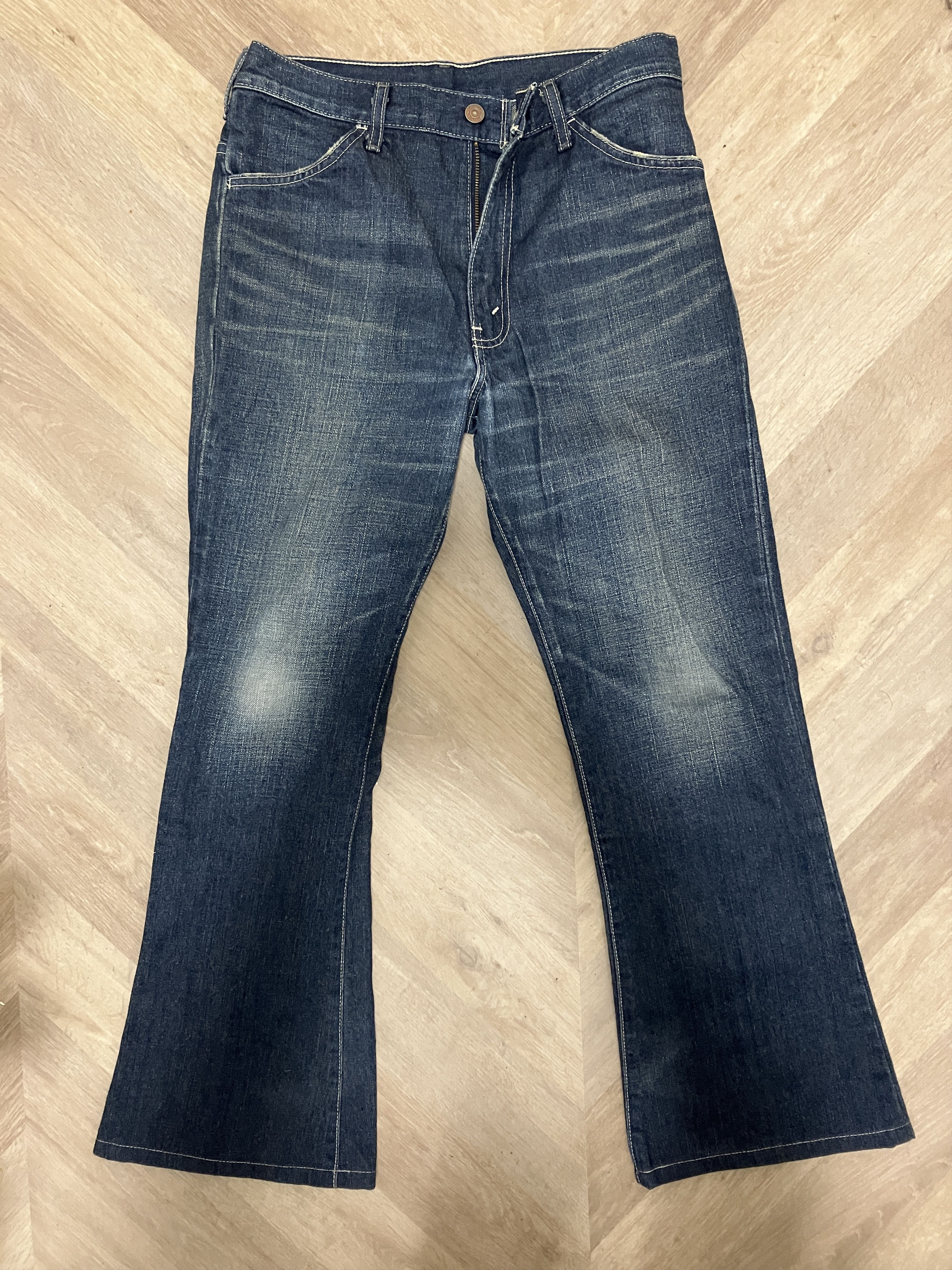 Vintage 70s Dark Wash Levi's Orange Tab Bell Bottom Flares
