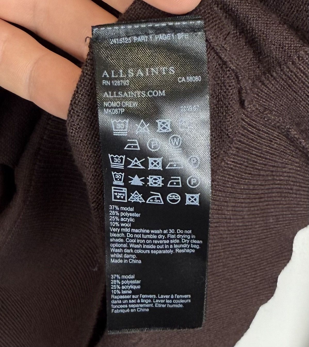 Allsaints Allsaints Nomo Crew Neck Knit Jumper Sweater Brown Wool Size US L / EU 52-54 / 3 - 8 Thumbnail