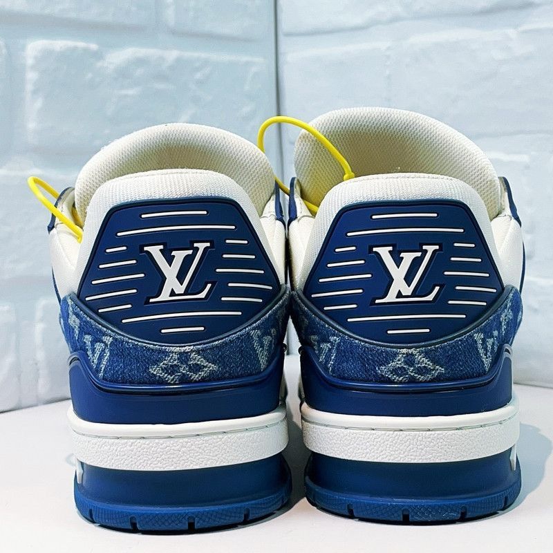 Louis Vuitton Louis Vuitton Denim Leather Trainer Low Top Sneakers -2508 Size US 9.5 / EU 42-43 - 3 Thumbnail