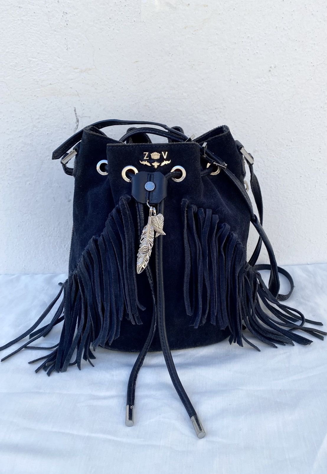 Zadig & Voltaire Zadig & Voltaire Navy Suede Fringe Bucket Bag (2019–2021) Size ONE SIZE - 1 Thumbnail