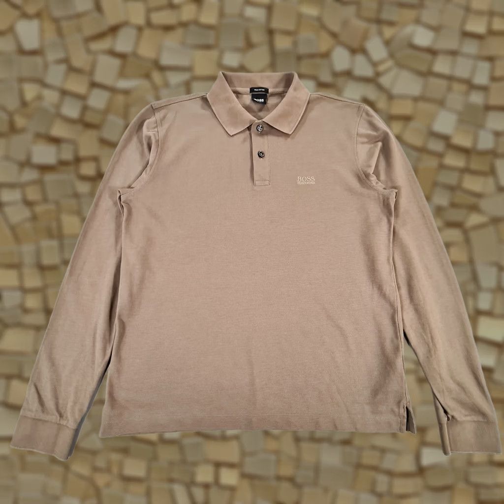 Hugo Boss HUGO BOSS Polo Shirt Mens Brown Small S Pima Cotton Long Sleeve Collared Button Logo Jersey Casual Vintage: No Size US S / EU 44-46 / 1 - 1 Thumbnail