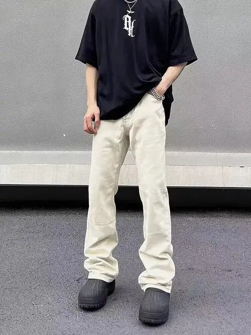 Japanese Brand × Jean High street apricot straight-leg micro-flared jeans Size US 32 / EU 48 - 3 Thumbnail