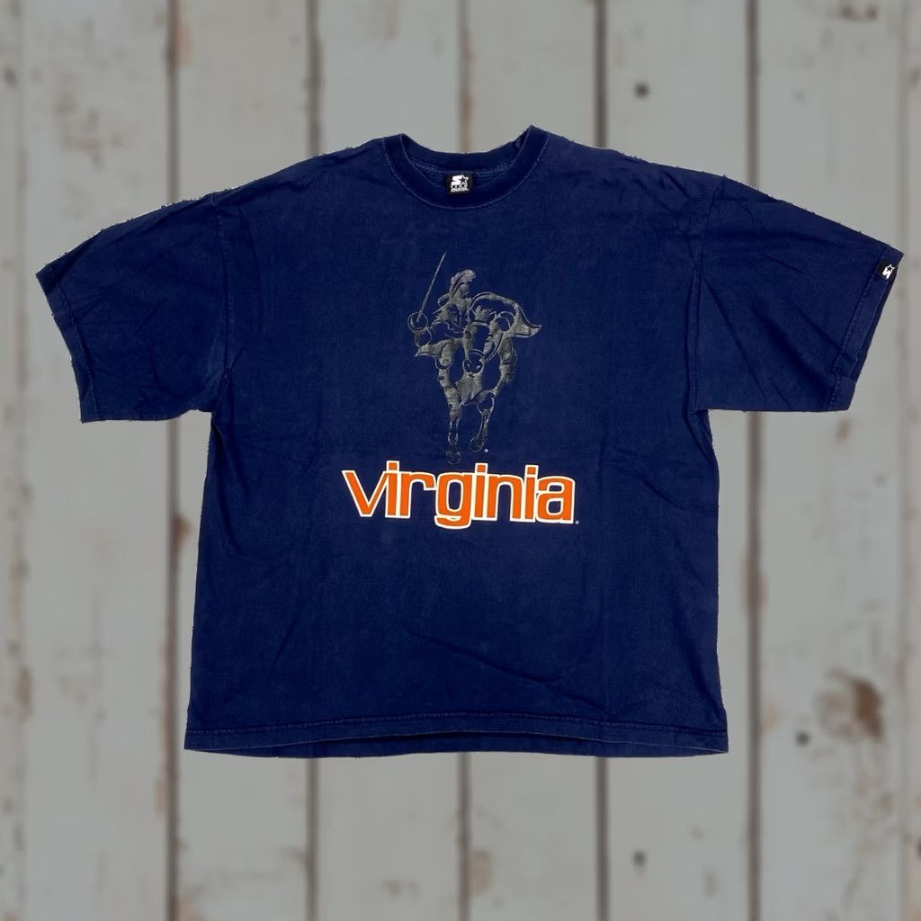 Starter VINTAGE Starter T-Shirt Cavaliers University Virginia UVA Y2K Long Sleeve 2XL Blue Cotton Unisex Adults Mens Womens Size US XXL / EU 58 / 5 - 1 Thumbnail