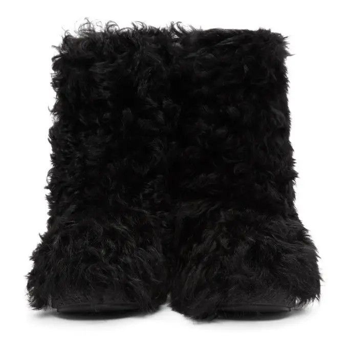 Saint Laurent Paris o1bcso1str0125 Furry Boot In Curly Fur And Leather in Black Size US 9 / IT 39 - 2 Thumbnail