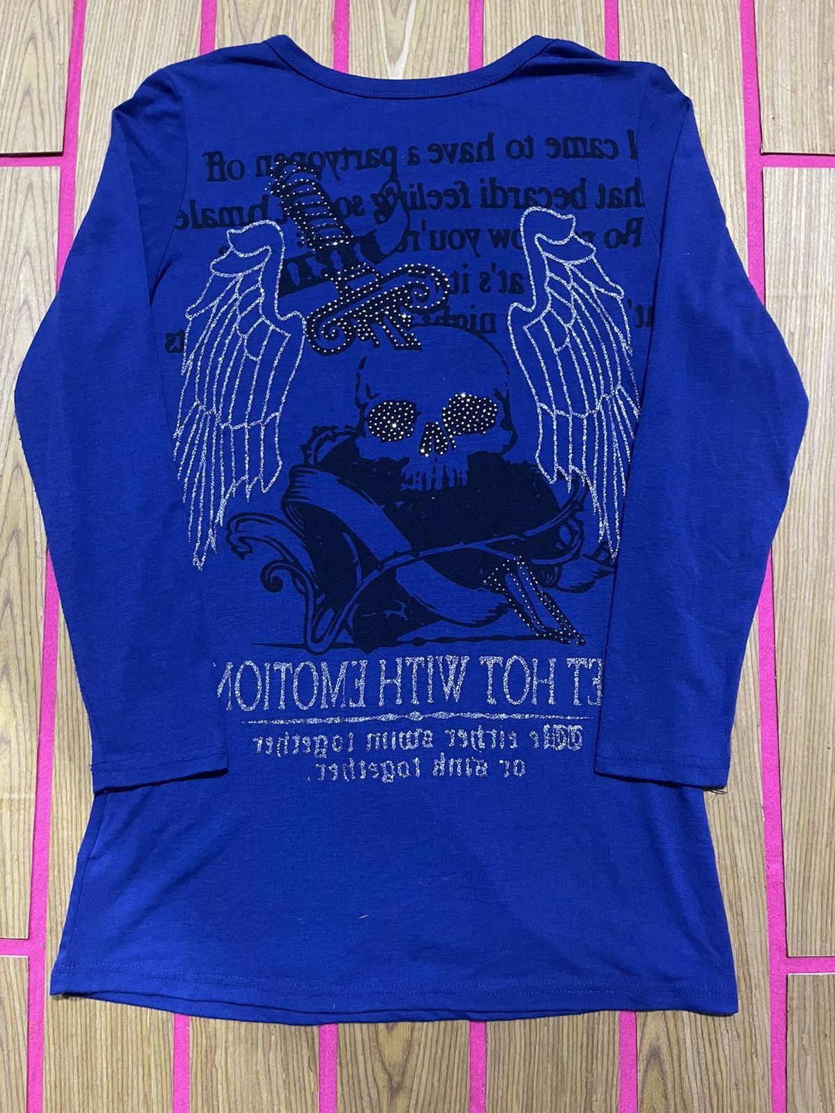 If Six Was Nine Y2K long sleeve t-shirt with skull cross pattern ifsix style Size M / US 6-8 / IT 42-44 - 1 Thumbnail