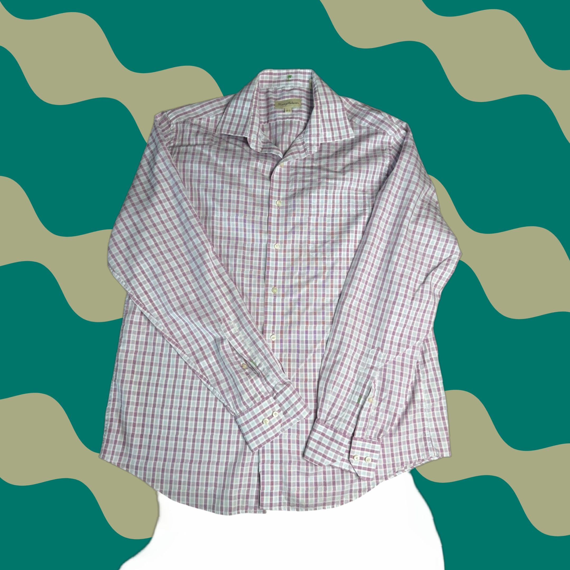 Tommy Bahama Tommy Bahama Dress Shirt Mens 16.5 36/37 Purple Plaid Long Sleeve Button-Down Size 46R - 1 Thumbnail