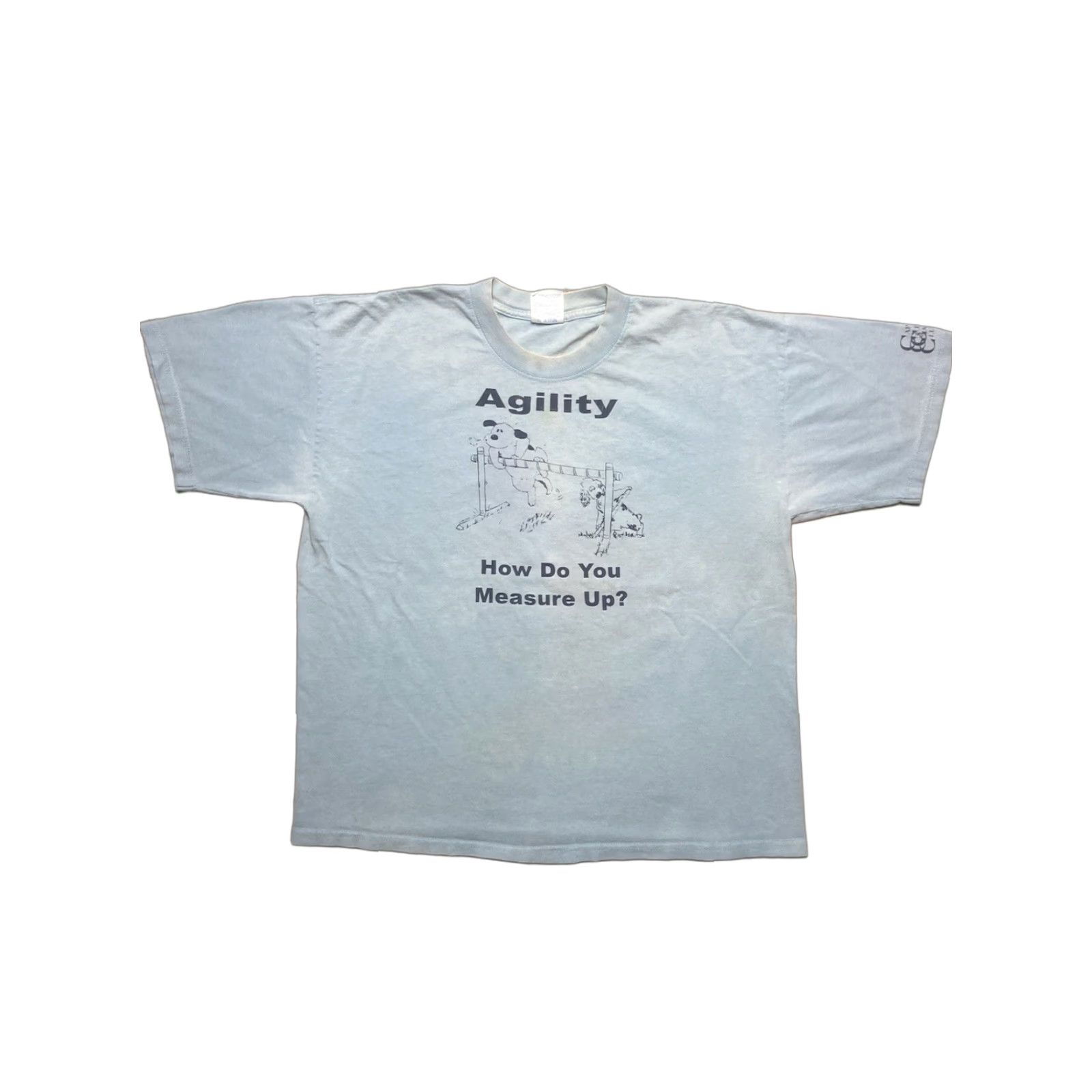 Gildan VINTAGE 90s graphic T-shirt agility how do you measure up dog funny hurdle XL Men Blue Gildan T-Shirt Mens Funny 90s Dog Size US XL / EU 56 / 4 - 1 Thumbnail