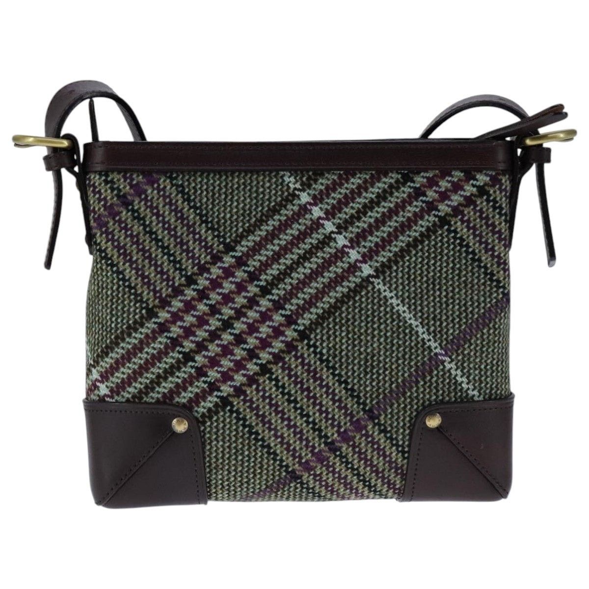 Burberry Burberry Nova Check Shoulder Bag Wool Green Brown Gold Size ONE SIZE - 2 Thumbnail