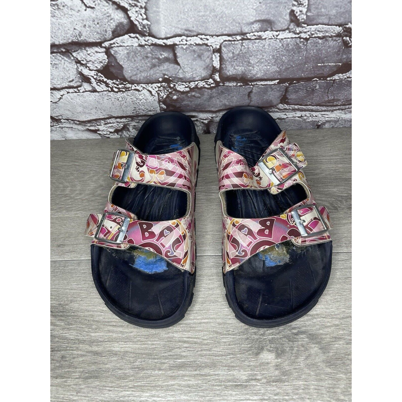 Birkenstock Birki’s Bay Heart Floral Arizona Pink Slides Sandals Women S Size US 10.5 / IT 40.5 - 4 Thumbnail
