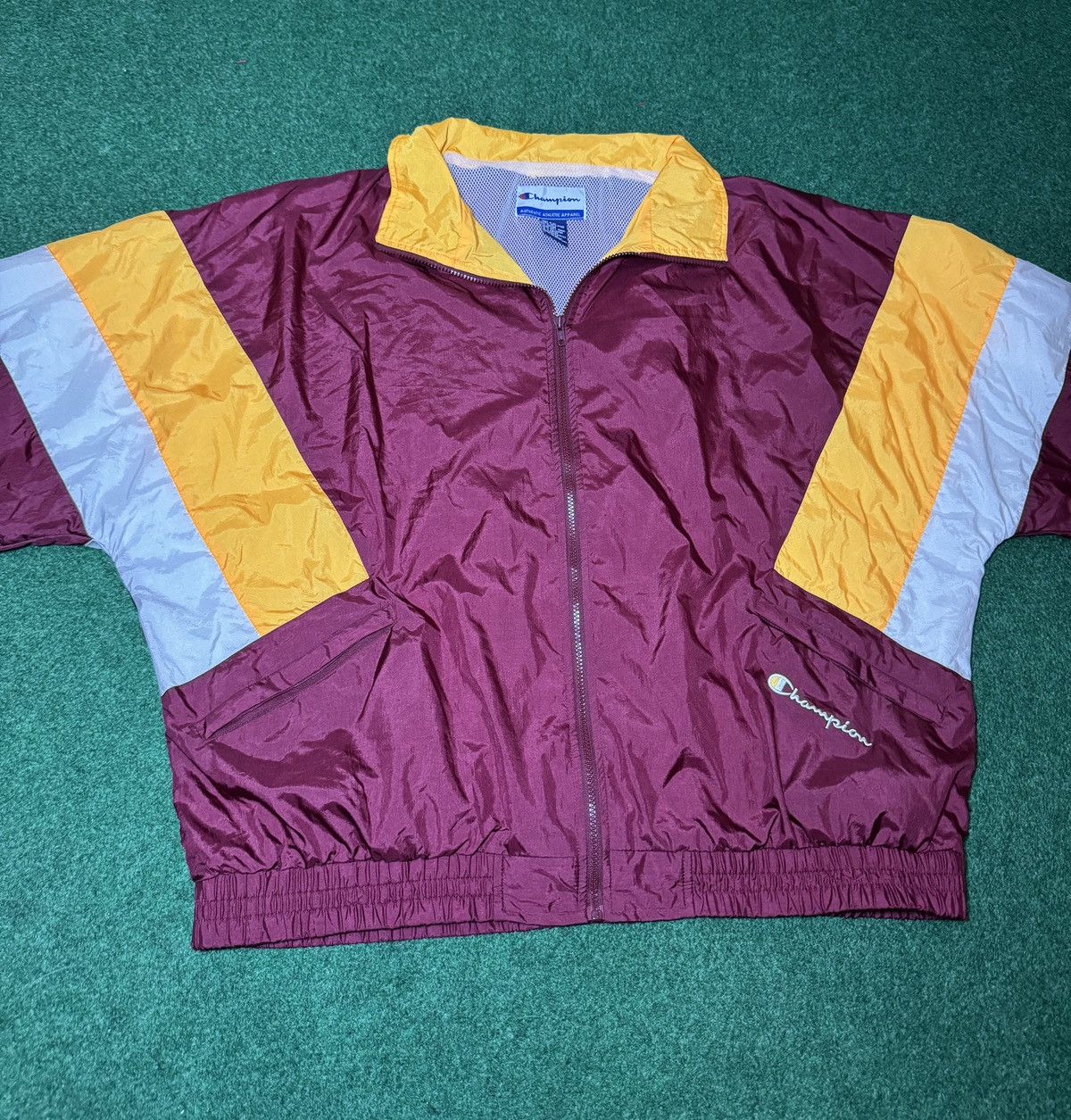 Champion Vtg 90s Champion Maroon Gold Colorblock Windbreaker Jacket Size US XXL / EU 58 / 5 - 4 Thumbnail