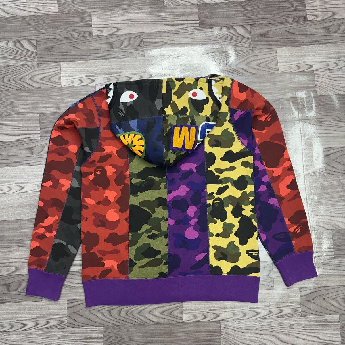 Bape Bape Multicolor Mix Crazy Camo Shark Full Zip Hoodie Size US L / EU 52-54 / 3 - 4 Thumbnail