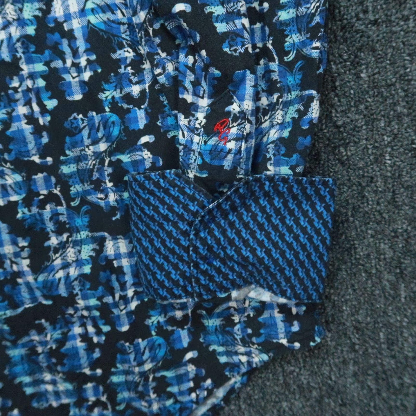 Robert Graham Robert Graham Shirt Mens XXL Blue Black Paisley Floral Button-Up Long Sleeve Classic Fit LS Size US XXL / EU 58 / 5 - 4 Thumbnail